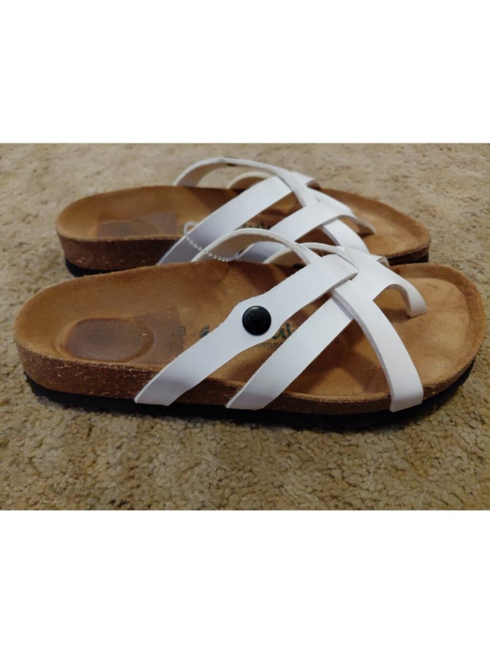 Betula NWOB White Patent Leather Sandals Slides Comfort Size 38 N - Picture 5 of 7
